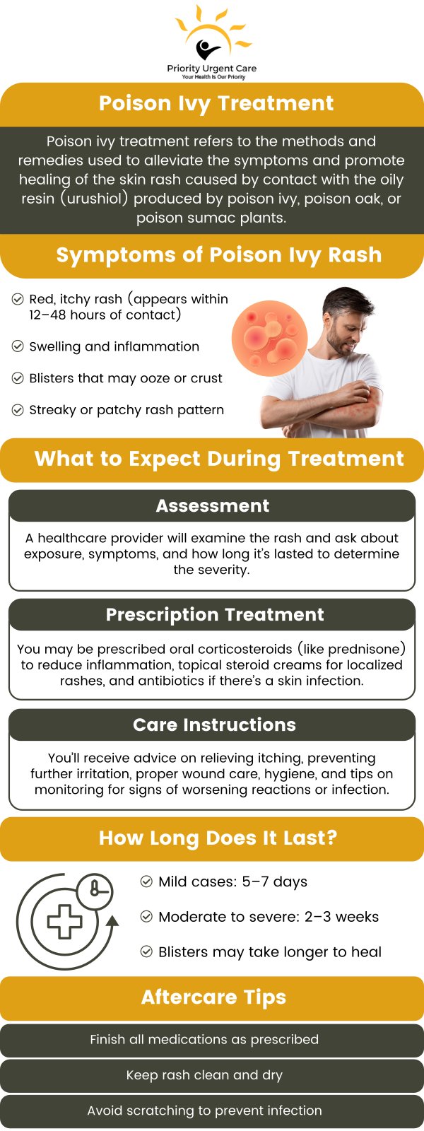 Poison ivy is a common poisonous plant that causes a rash on the skin. If you or your child have come into contact with poison ivy and are experiencing a reaction, come to Priority Urgent Care & Walk-In Clinic. We can help you find relief. Contact us or schedule an appointment online! We have convenient locations to serve you in Ellington CT, Unionville CT, East Haven CT, Cromwell CT, Oxford, CT and Newington, CT. Poison ivy is a common poisonous plant that causes a rash on the skin. If you or your child have come into contact with poison ivy and are experiencing a reaction, come to Priority Urgent Care & Walk-In Clinic. We can help you find relief. Contact us or schedule an appointment online! We have convenient locations to serve you in Ellington CT, Unionville CT, East Haven CT, Cromwell CT, Oxford, CT and Newington, CT.