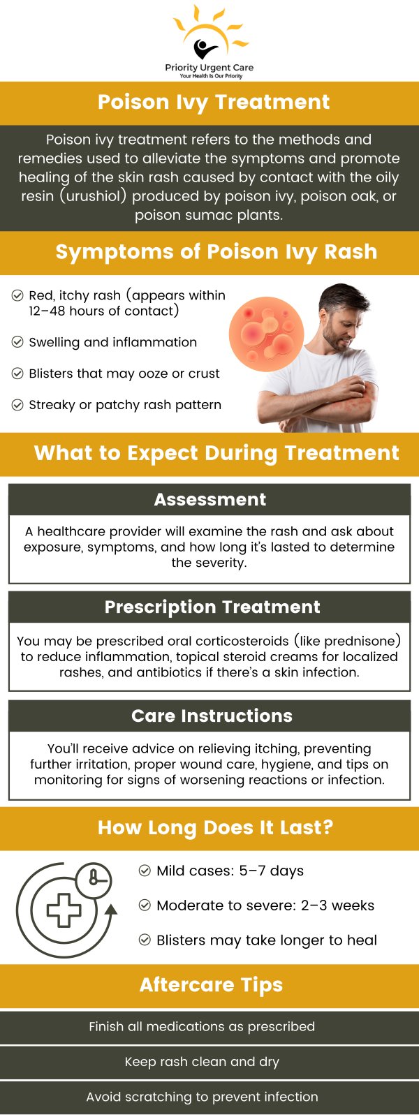 Poison ivy is a common poisonous plant that causes a rash on the skin. If you or your child have come into contact with poison ivy and are experiencing a reaction, come to Priority Urgent Care & Walk-In Clinic. We can help you find relief. Contact us or schedule an appointment online! We have convenient locations to serve you in Ellington CT, Unionville CT, East Haven CT, Cromwell CT, Oxford, CT and Newington, CT.