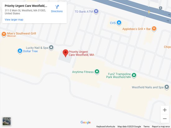 Directions to Priority Urgent Care and Walk In Medical Practice in Westfield, MA