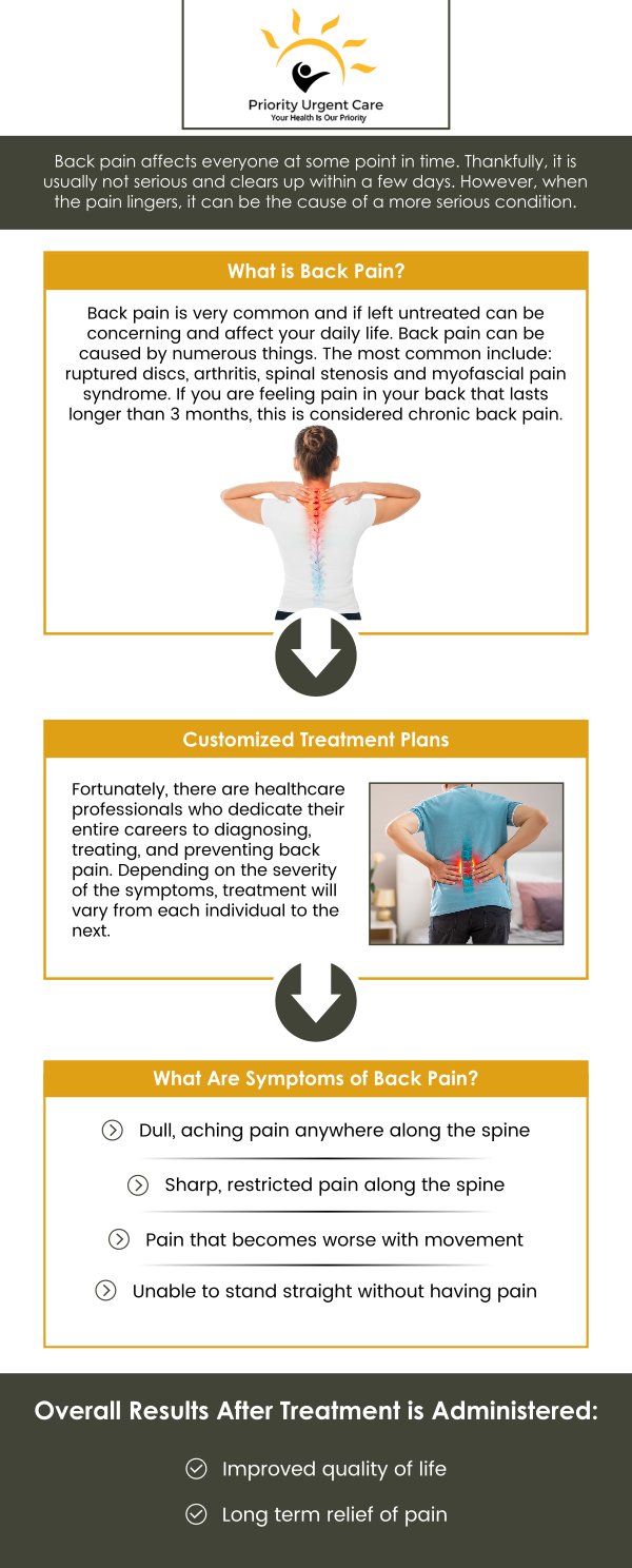 If you are experiencing back pain, come to Priority Urgent Care and Walk-In Clinic for treatment! Our specialists can help relieve your pain and restore your function. For more information, please contact us or request an appointment online. We have convenient locations to serve you in Cromwell CT, East Haven CT, Ellington CT, Newington, CT, Oxford, CT and Unionville CT. If you are experiencing back pain, come to Priority Urgent Care and Walk-In Clinic for treatment! Our specialists can help relieve your pain and restore your function. For more information, please contact us or request an appointment online. We have convenient locations to serve you in Cromwell CT, East Haven CT, Ellington CT, Newington, CT, Oxford, CT and Unionville CT.