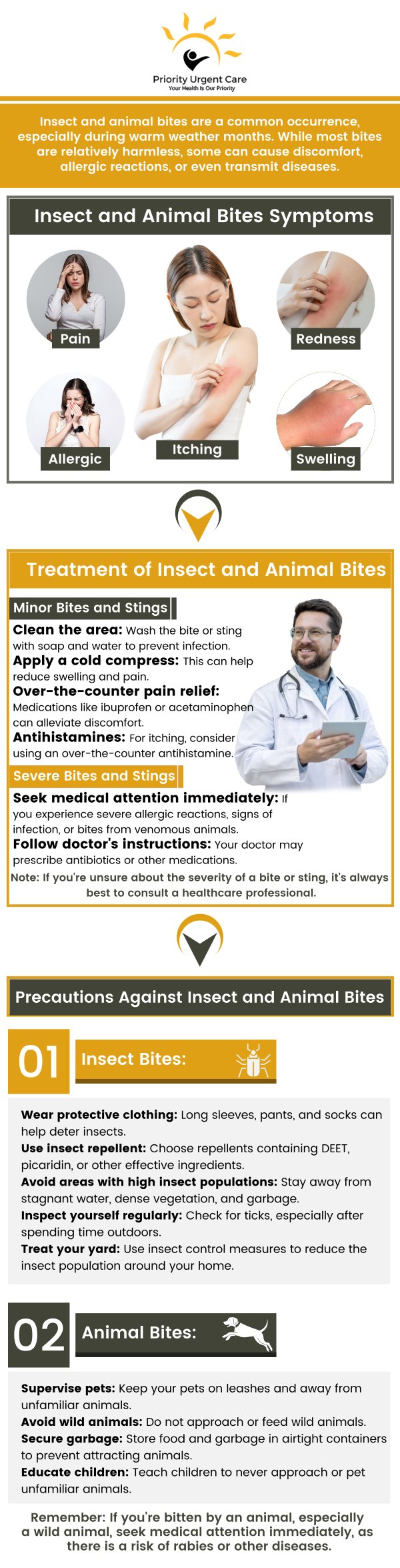 If you have been bitten by an animal or insect and you aren’t sure if you need medical attention or not, contact Priority Urgent Care & Walk In Clinic, we can provide a detailed inspection of your animal or insect bite and provide further recommendations and medical care to help you stay healthier. For more information, contact us today. We have convenient locations to serve you in Cromwell CT, East Haven CT, Ellington CT, Newington, CT, Oxford, CT and Unionville CT.